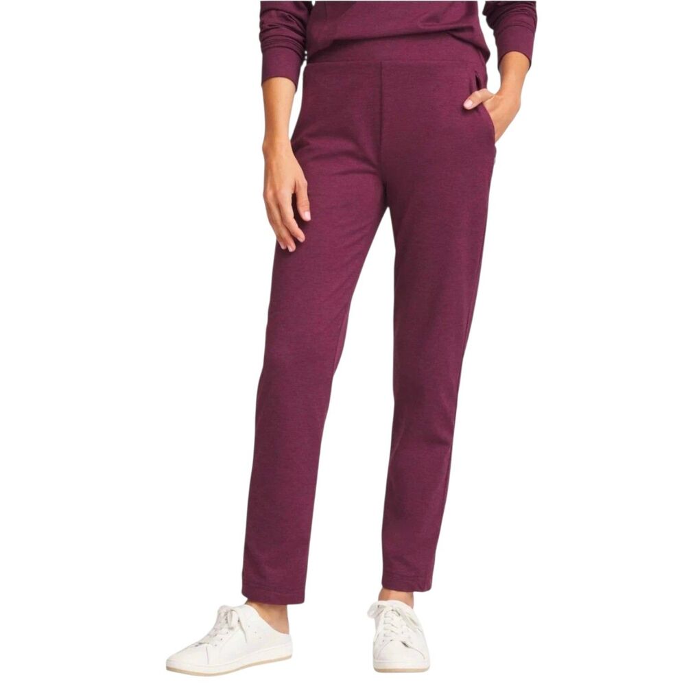 Chico's Zenergy NWOT Cloud Tapered Ankle Pants, Blackened Burgundy, 2 (Large)